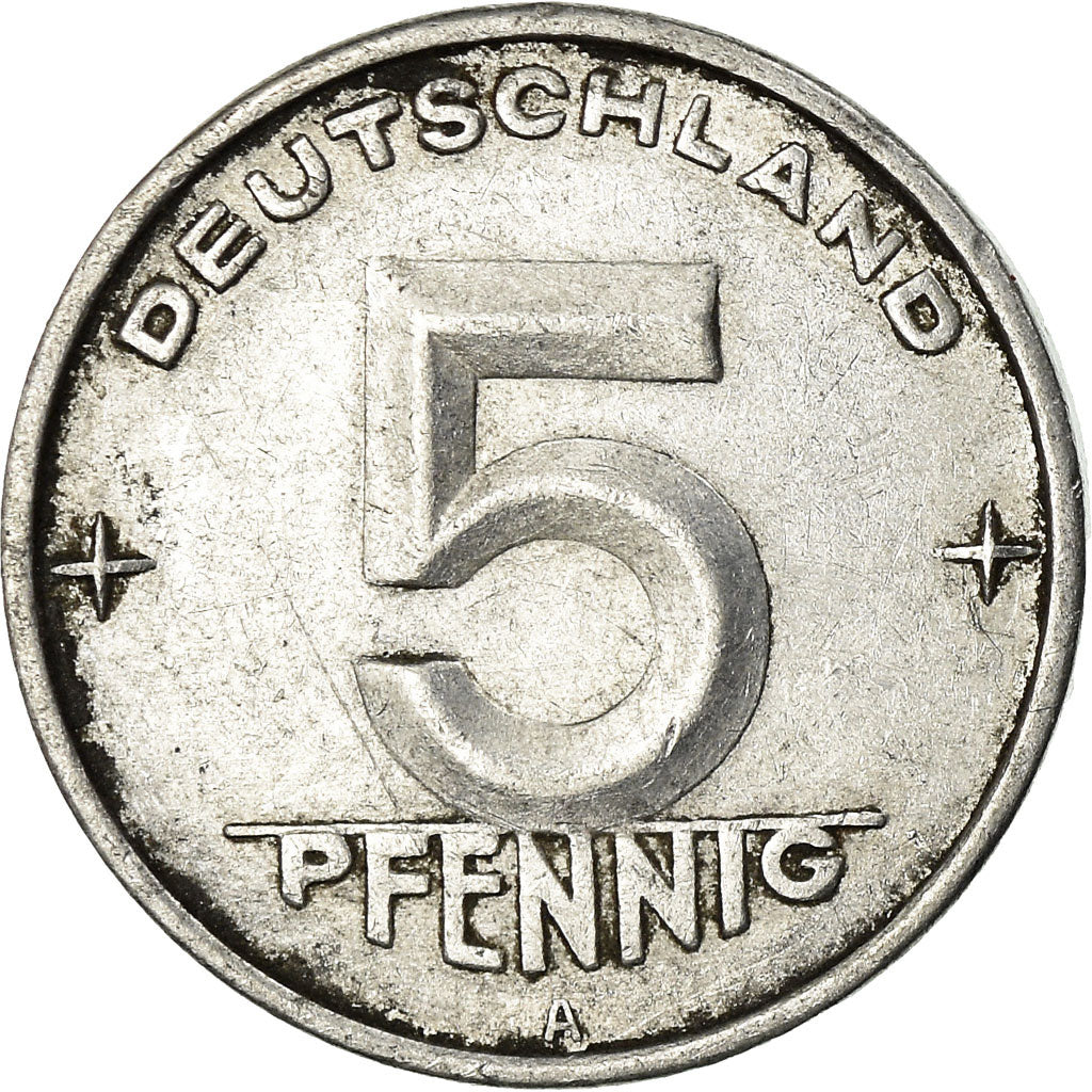 Coin, GERMAN-DEMOCRATIC REPUBLIC, 5 Pfennig, 1952, Berlin, VF(30-35), Aluminum