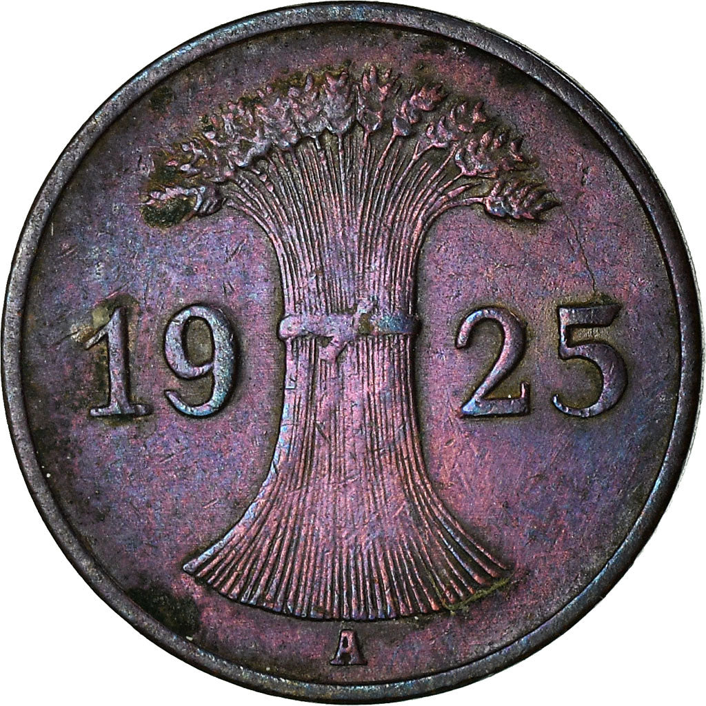 Coin, GERMANY, WEIMAR REPUBLIC, Reichspfennig, 1925, Berlin, VF(30-35), Bronze