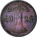 Coin, GERMANY, WEIMAR REPUBLIC, Reichspfennig, 1925, Berlin, VF(30-35), Bronze