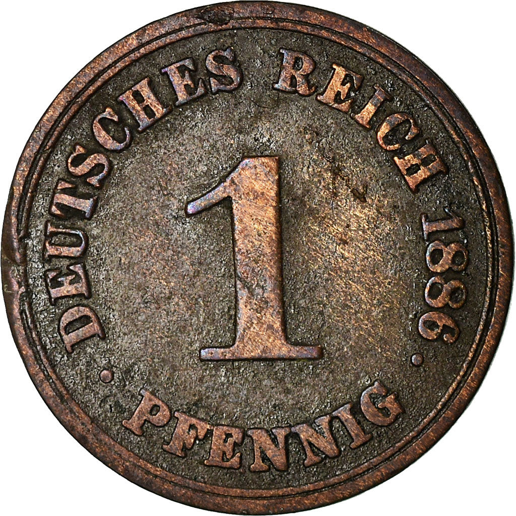 Moeda, ALEMANHA - IMPÉRIO, Wilhelm I, Pfennig, 1886, Berlin, VF(30-35), Cobre