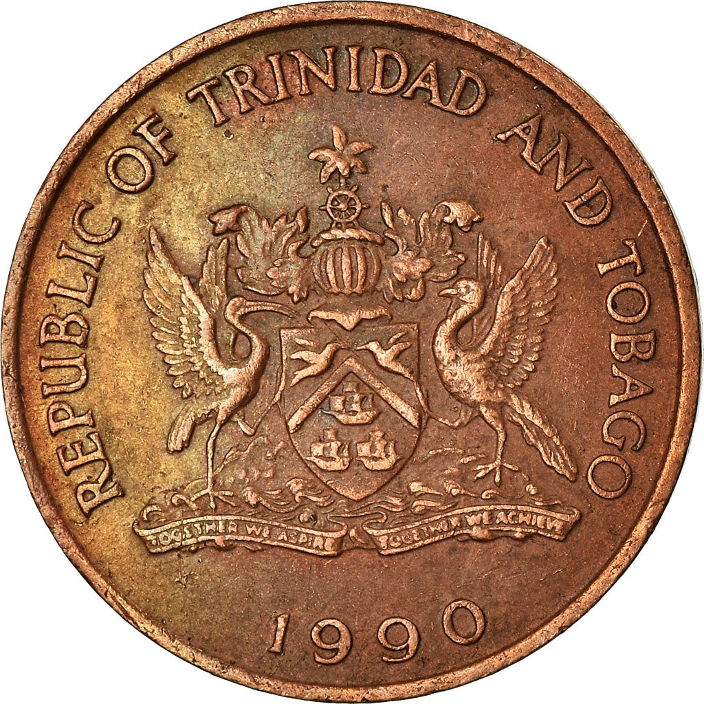 Coin, TRINIDAD & TOBAGO, 5 Cents, 1990, Franklin Mint, VF(30-35), Bronze, KM:30