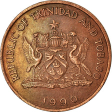 Coin, TRINIDAD & TOBAGO, 5 Cents, 1990, Franklin Mint, VF(30-35), Bronze, KM:30