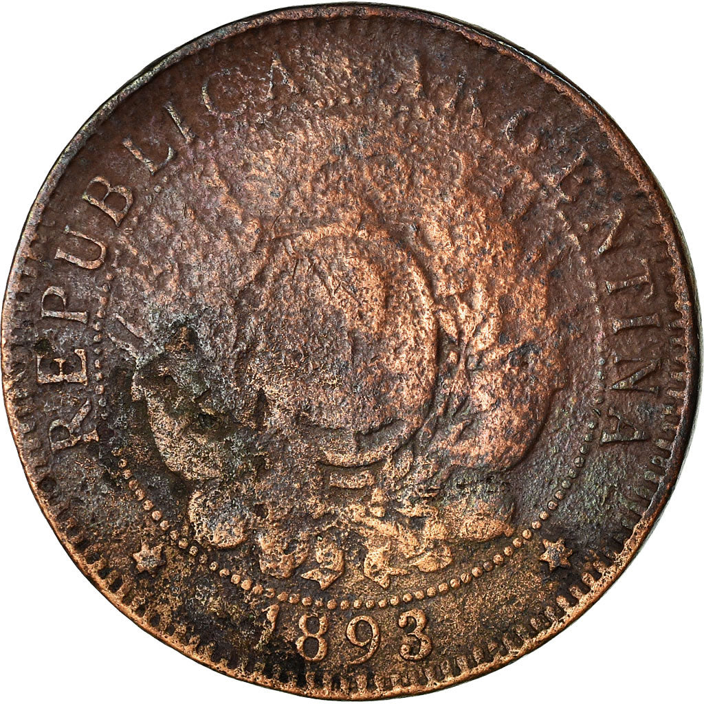 Coin, Argentina, 2 Centavos, 1893, VF(30-35), Bronze, KM:33