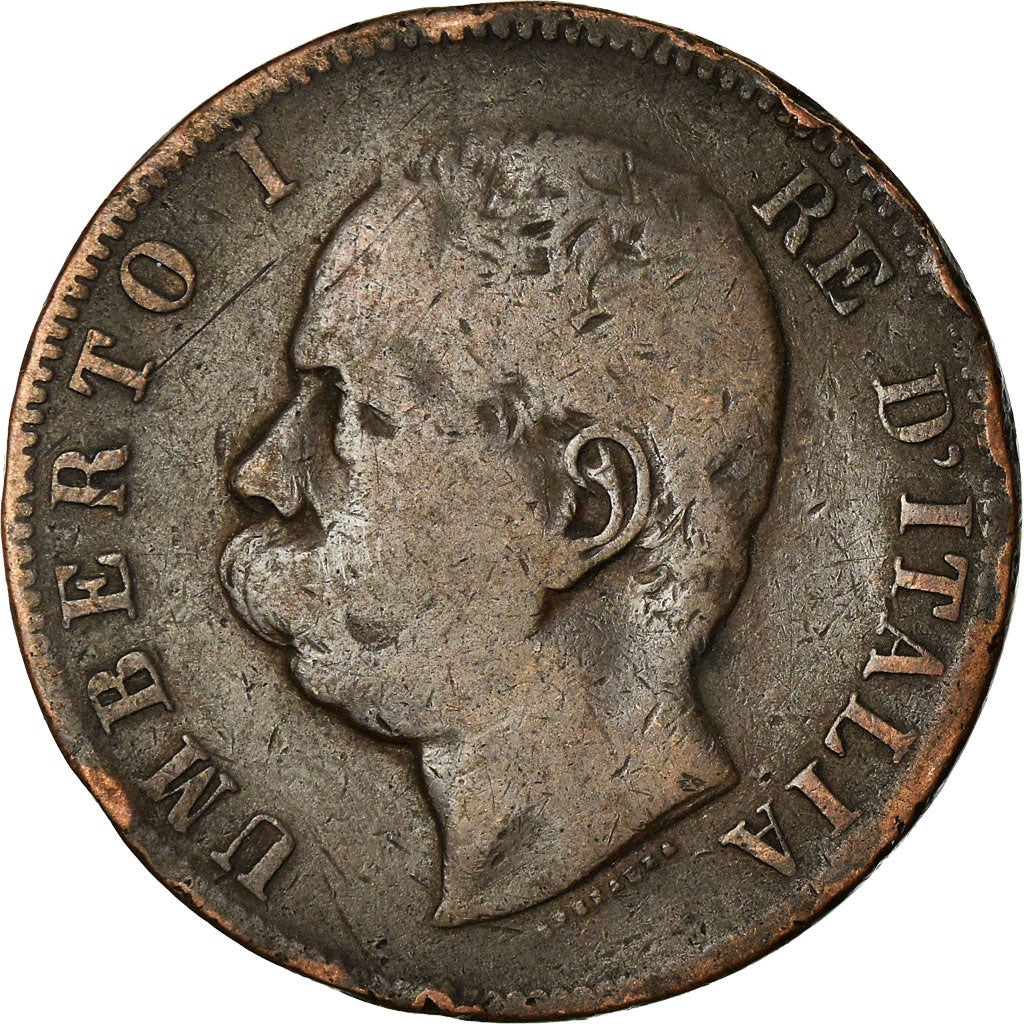 Coin, Italy, Umberto I, 10 Centesimi, 1893, Birmingham, VF(30-35), Copper