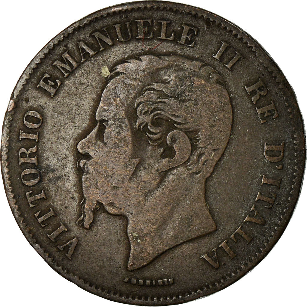 Coin, Italy, Vittorio Emanuele II, 5 Centesimi, 1861, Milan, VF(30-35), Copper