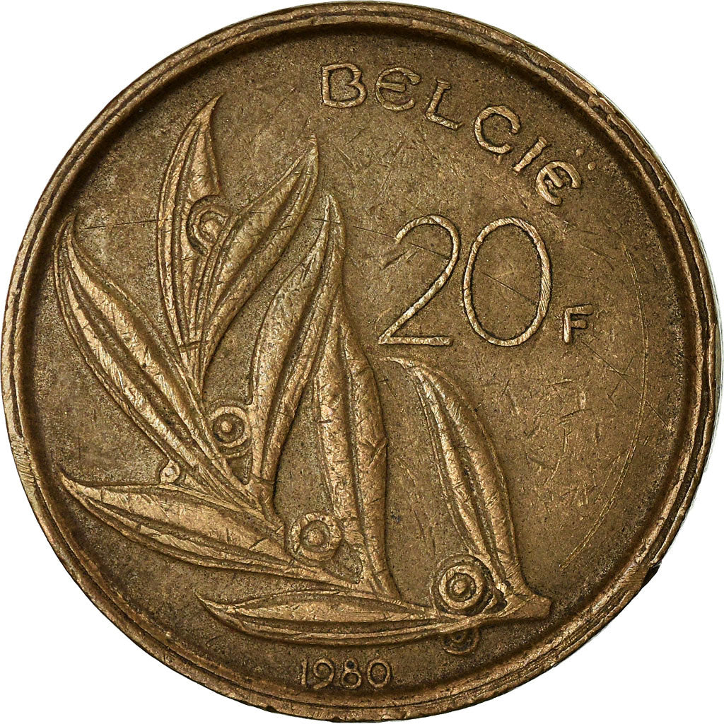 Moneda, Bélgica, 20 Francs, 20 Frank, 1980, BC+, Níquel - bronce, KM:160