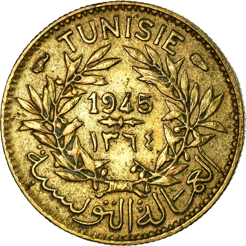 Coin, Tunisia, Anonymous, 50 Centimes, 1945, Paris, EF(40-45), Aluminum-Bronze