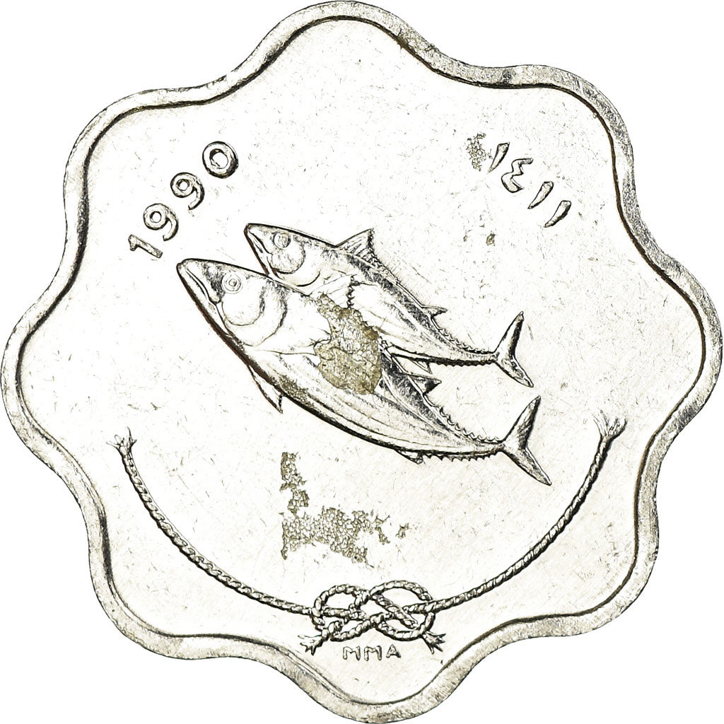Coin, MALDIVE ISLANDS, 5 Laari, 1990, EF(40-45), Aluminum, KM:69