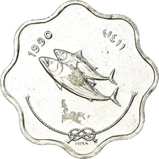 Coin, MALDIVE ISLANDS, 5 Laari, 1990, EF(40-45), Aluminum, KM:69