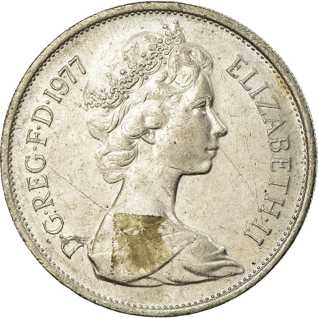 Coin, Great Britain, Elizabeth II, 10 New Pence, 1977, VF(30-35), Copper-nickel