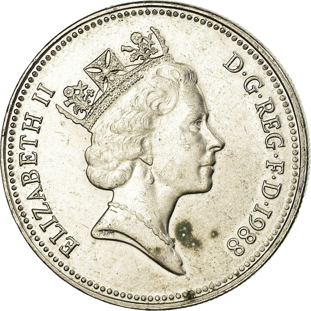 Coin, Great Britain, Elizabeth II, 5 Pence, 1988, VF(30-35), Copper-nickel