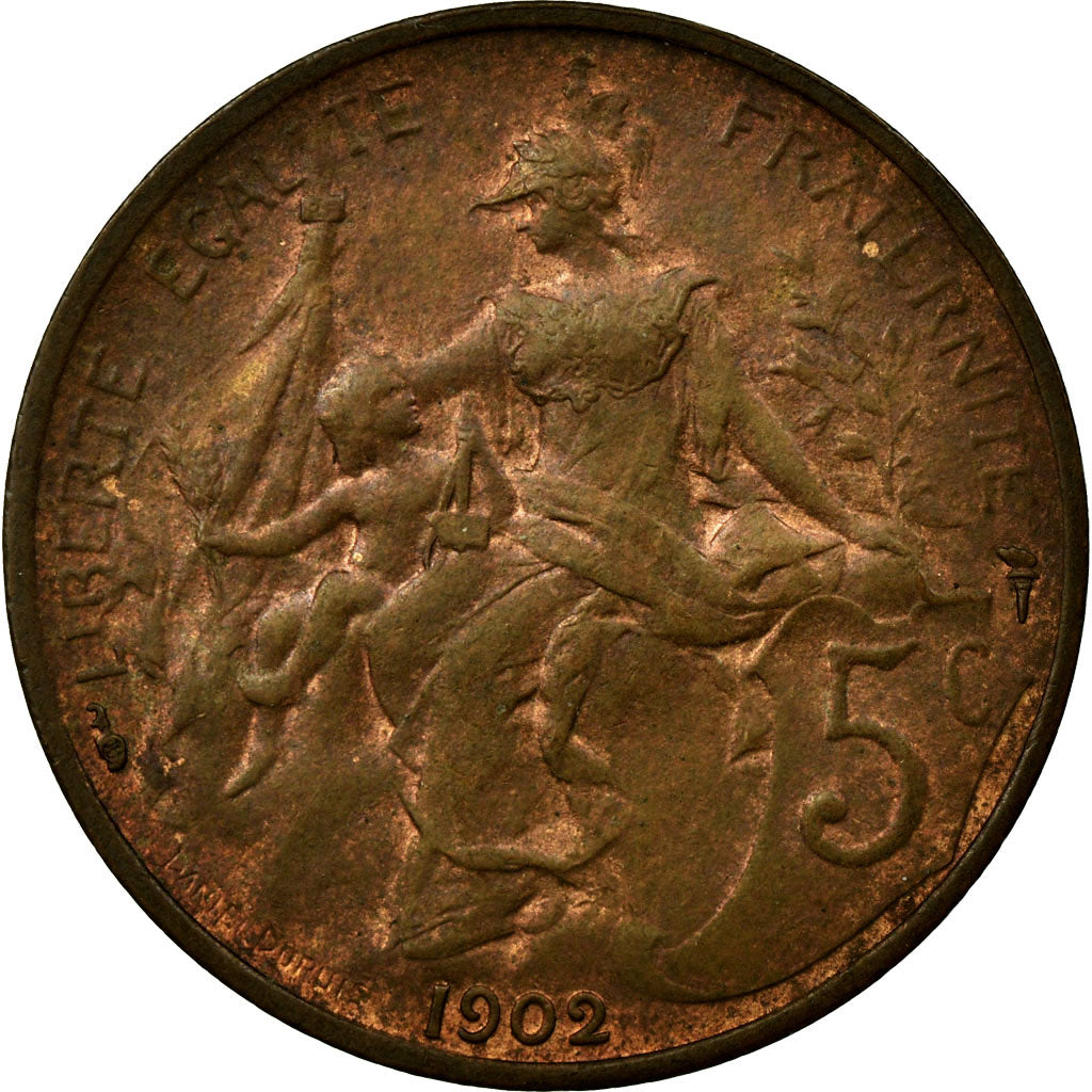 Moeda, França, Dupuis, 5 Centimes, 1902, Paris, AU(50-53), Bronze, KM:842