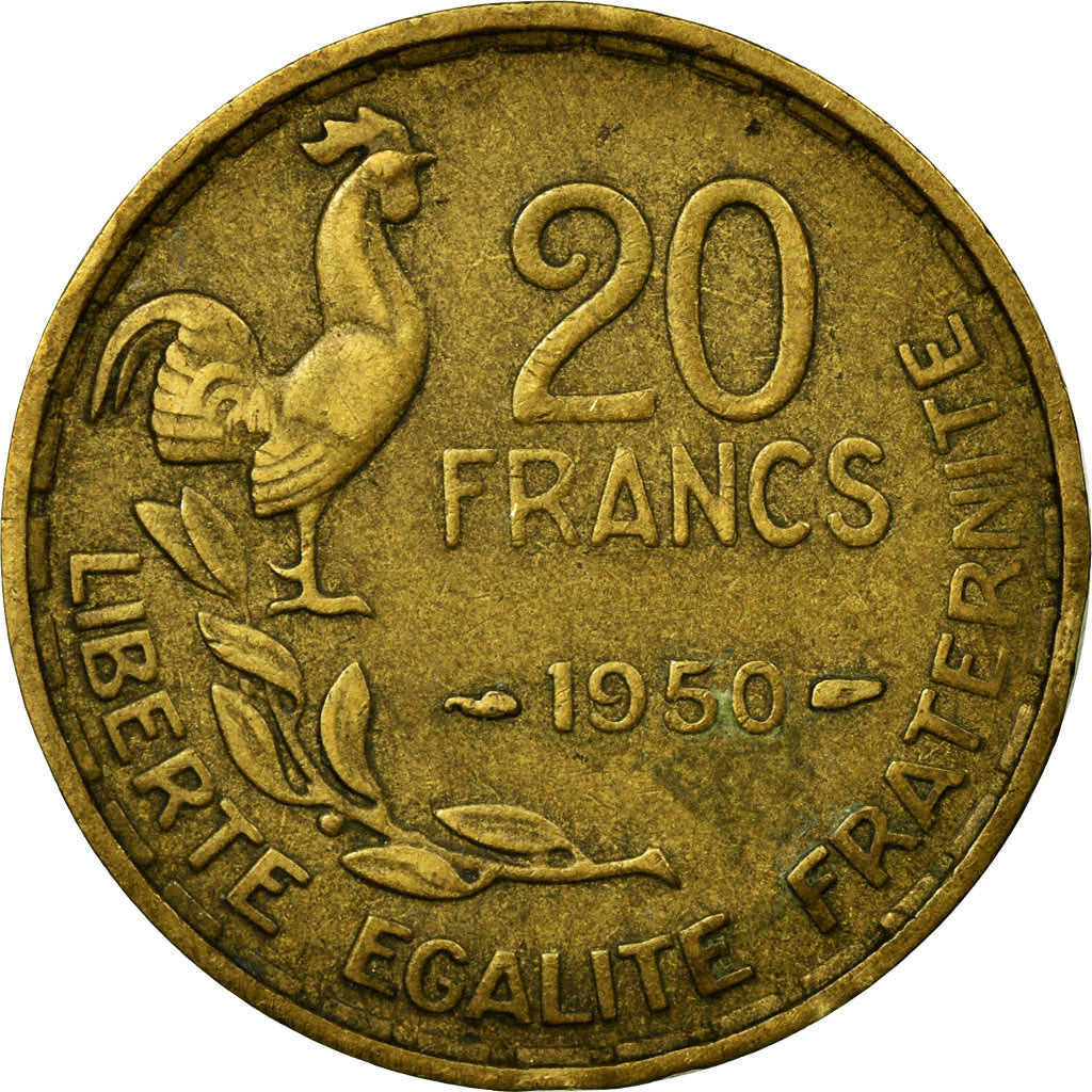 Coin, France, Guiraud, 20 Francs, 1950, Paris, VF(30-35), Aluminum-Bronze
