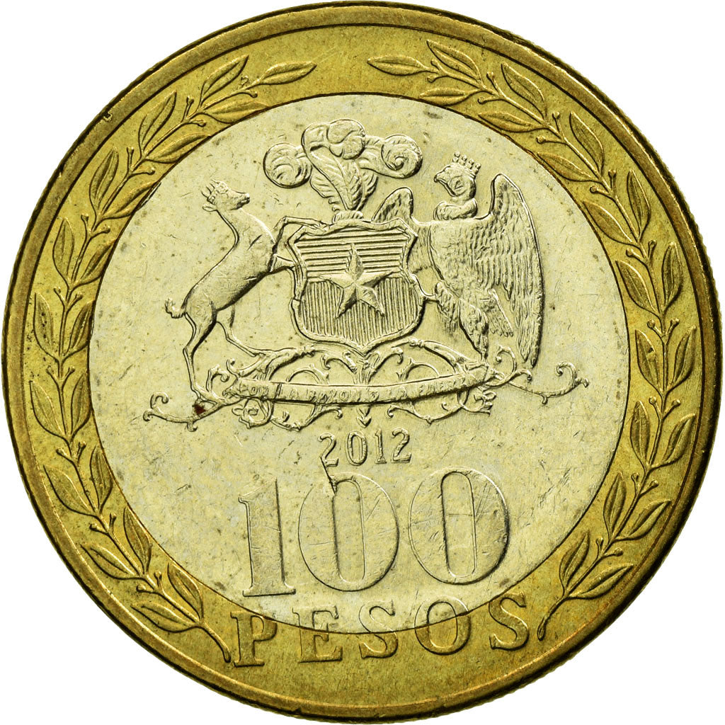 Coin, Chile, 100 Pesos, 2012, Santiago, EF(40-45), Bi-Metallic, KM:236