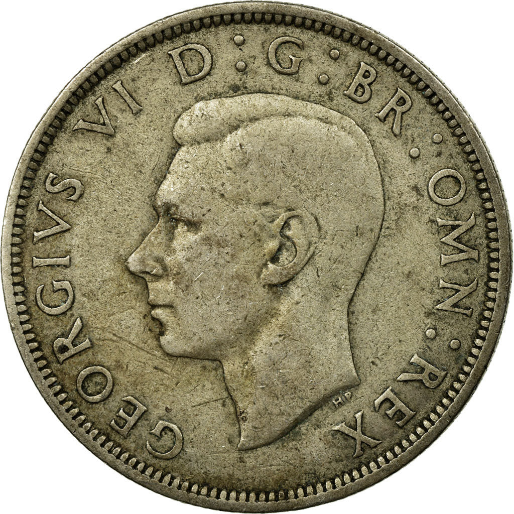 Moneda, Gran Bretaña, George VI, 1/2 Crown, 1939, BC+, Plata, KM:856