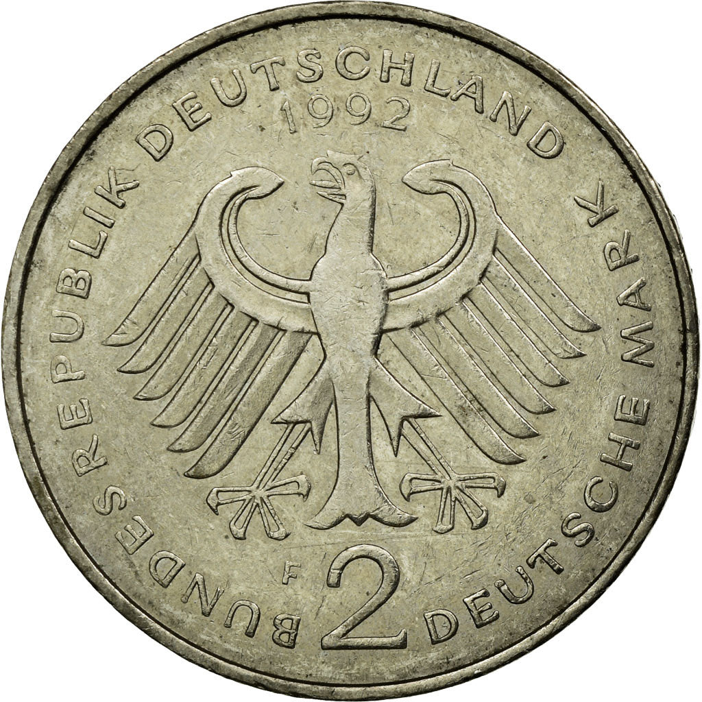 Coin, GERMANY - FEDERAL REPUBLIC, 2 Mark, 1992, Stuttgart, EF(40-45)