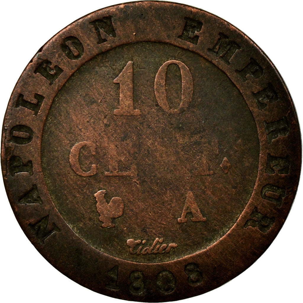 Coin, France, Napoléon I, 10 Centimes, 1808, Paris, VF(20-25), Billon