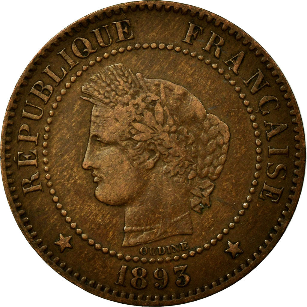 Münze, Frankreich, Cérès, 2 Centimes, 1893, Paris, SS, Bronze, KM:827.1