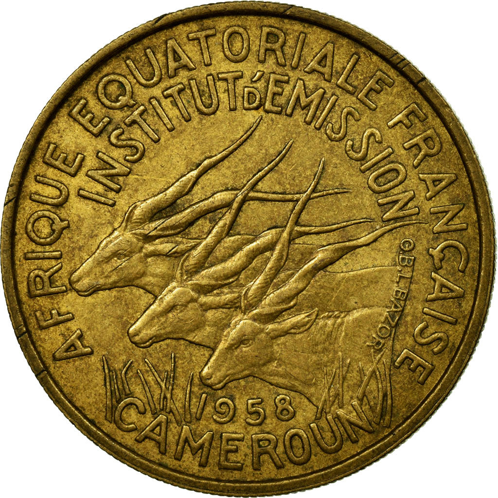 Coin, Cameroon, 25 Francs, 1958, VF(30-35), Aluminum-Bronze, KM:12