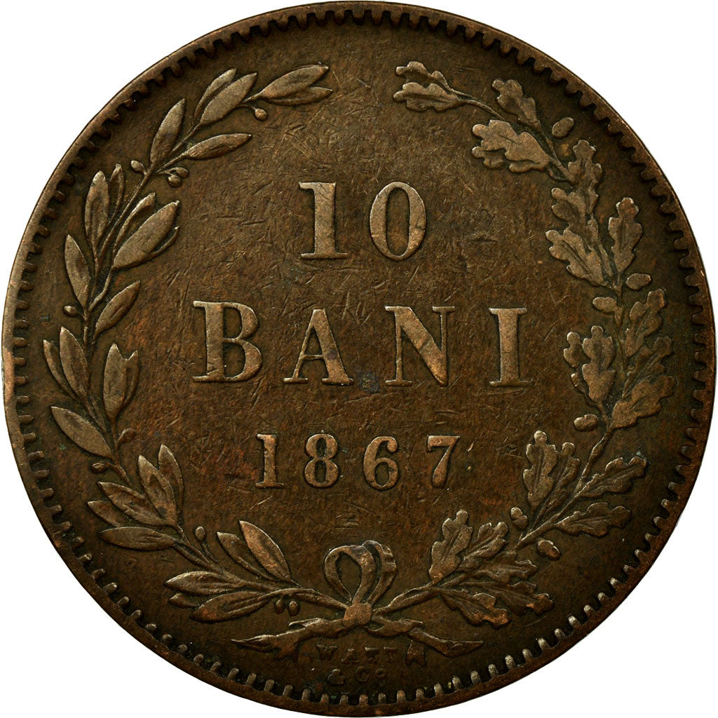 Coin, Romania, Carol I, 10 Bani, 1867, EF(40-45), Copper, KM:4.2