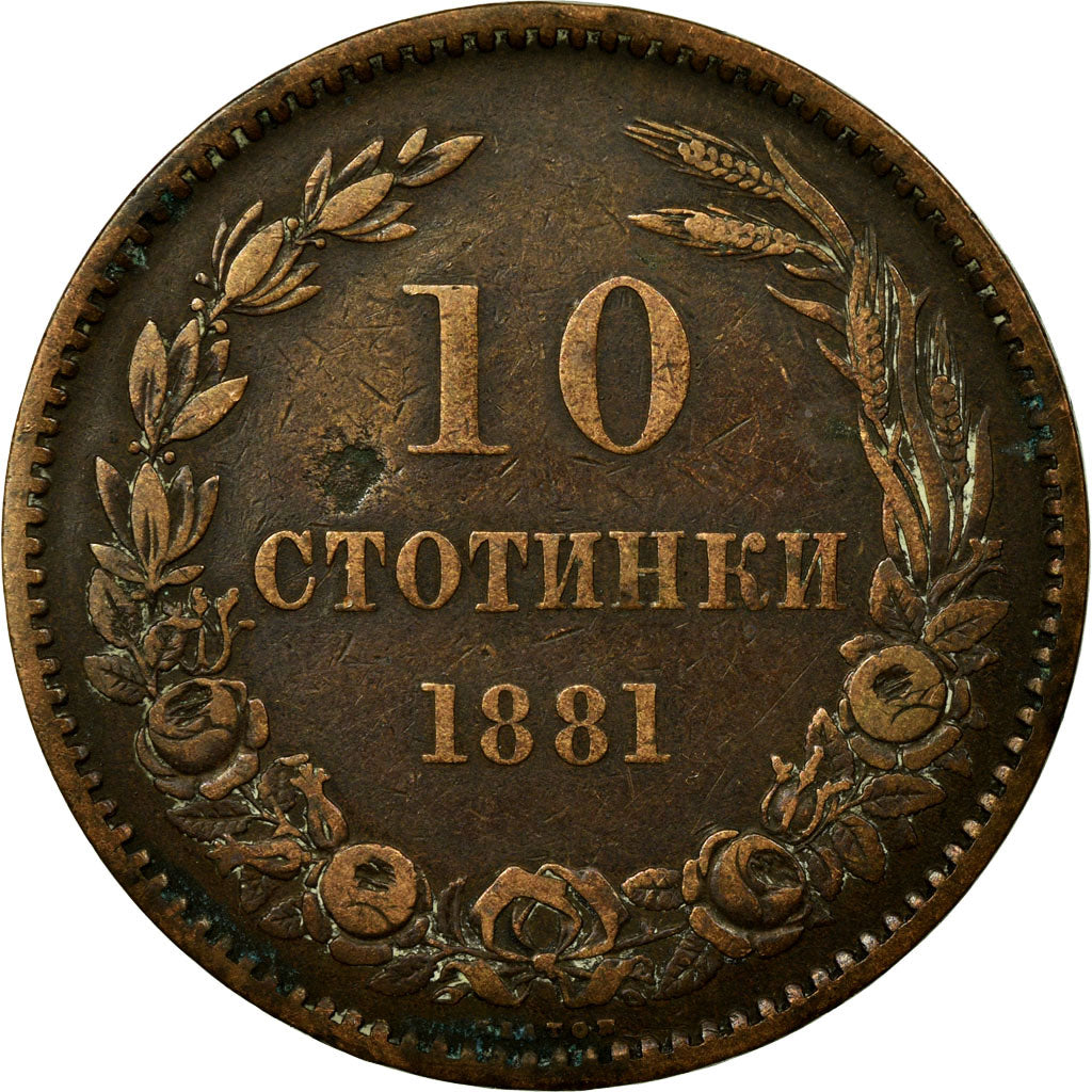 Coin, Bulgaria, Alexander  I, 10 Stotinki, 1881, EF(40-45), Bronze, KM:3