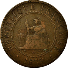 Monnaie, FRENCH COCHIN CHINA, Cent, 1879, Paris, TB, Bronze, KM:3