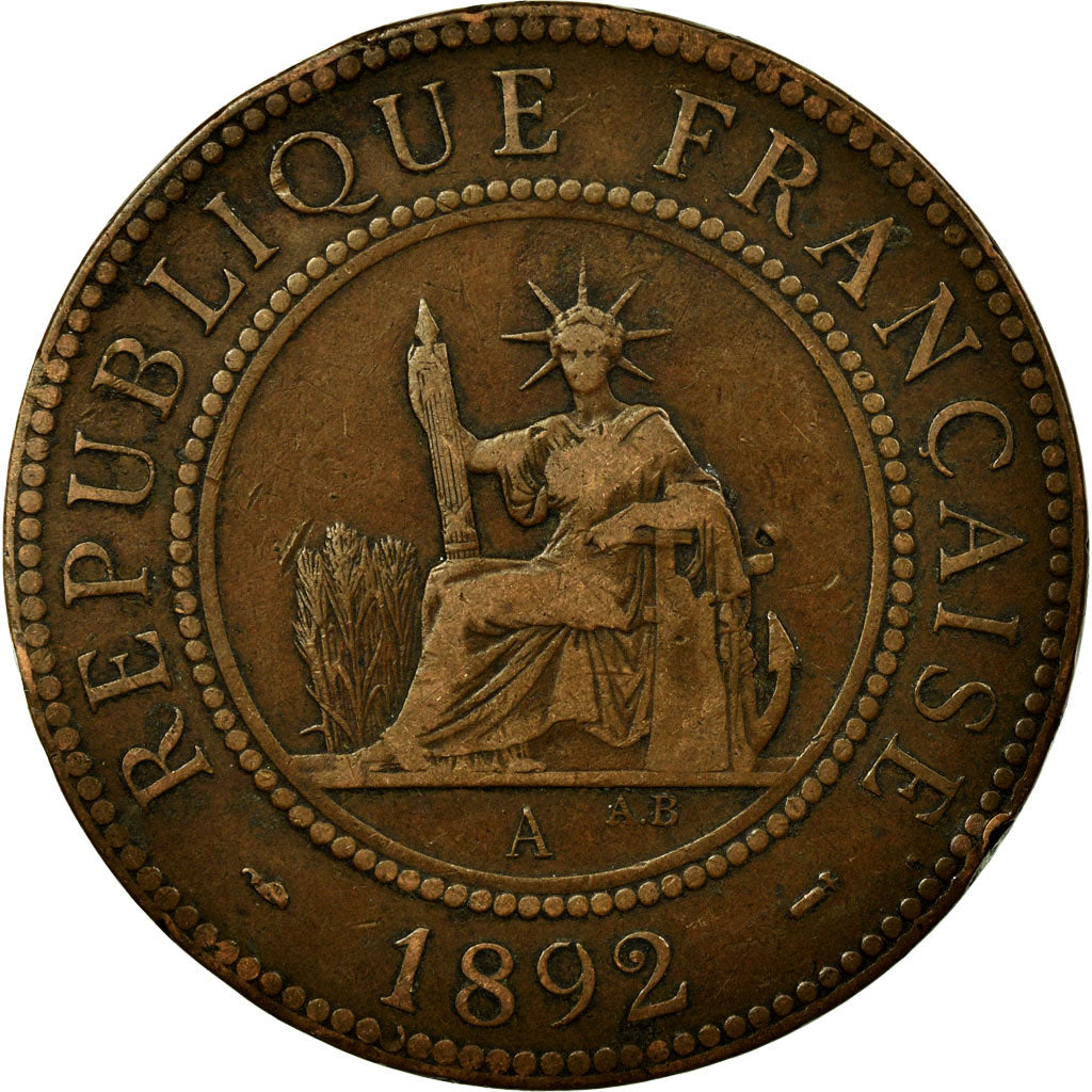 Coin, FRENCH INDO-CHINA, Cent, 1892, Paris, VF(30-35), Bronze, KM:1