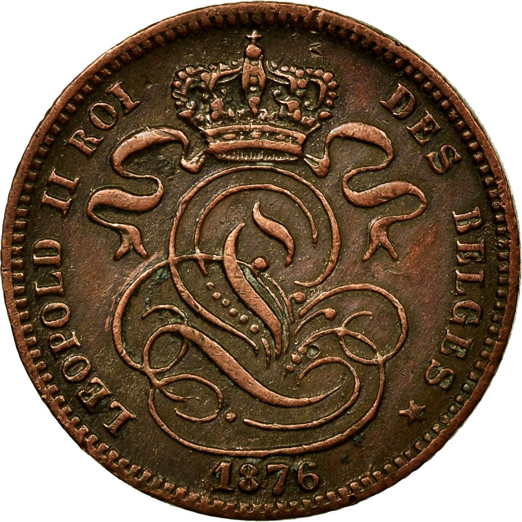Coin, Belgium, Leopold II, Centime, 1876, EF(40-45), Copper, KM:33.1