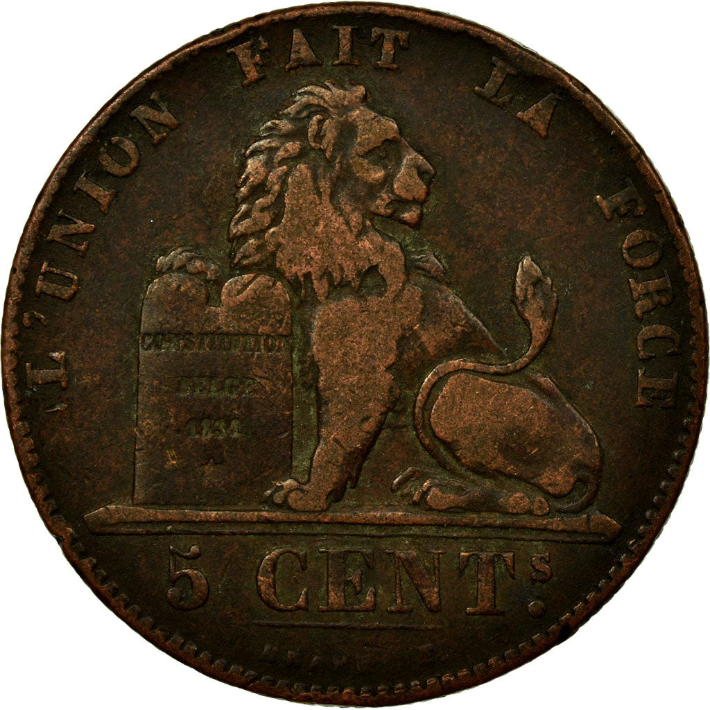 Coin, Belgium, Leopold I, 5 Centimes, 1857, VF(30-35), Copper, KM:5.1