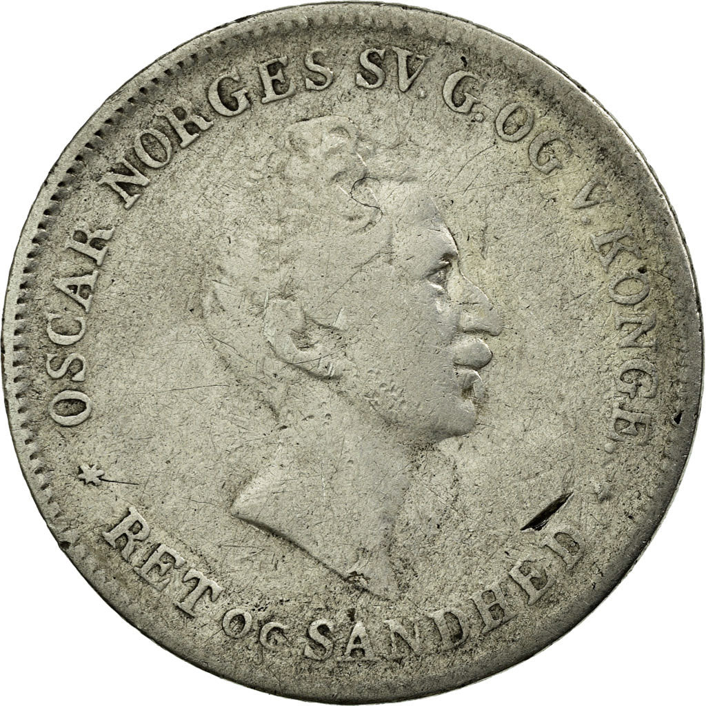 Coin, Norway, Oscar I, 24 Skilling, 1855, F(12-15), Silver, KM:315.2