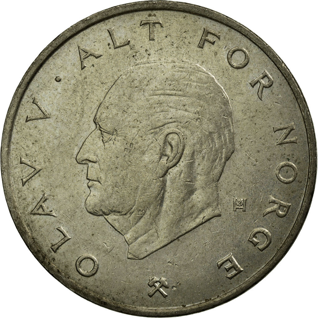 Moneta, Norvegia, Olav V, Krone, 1974, MB+, Rame-nichel, KM:419