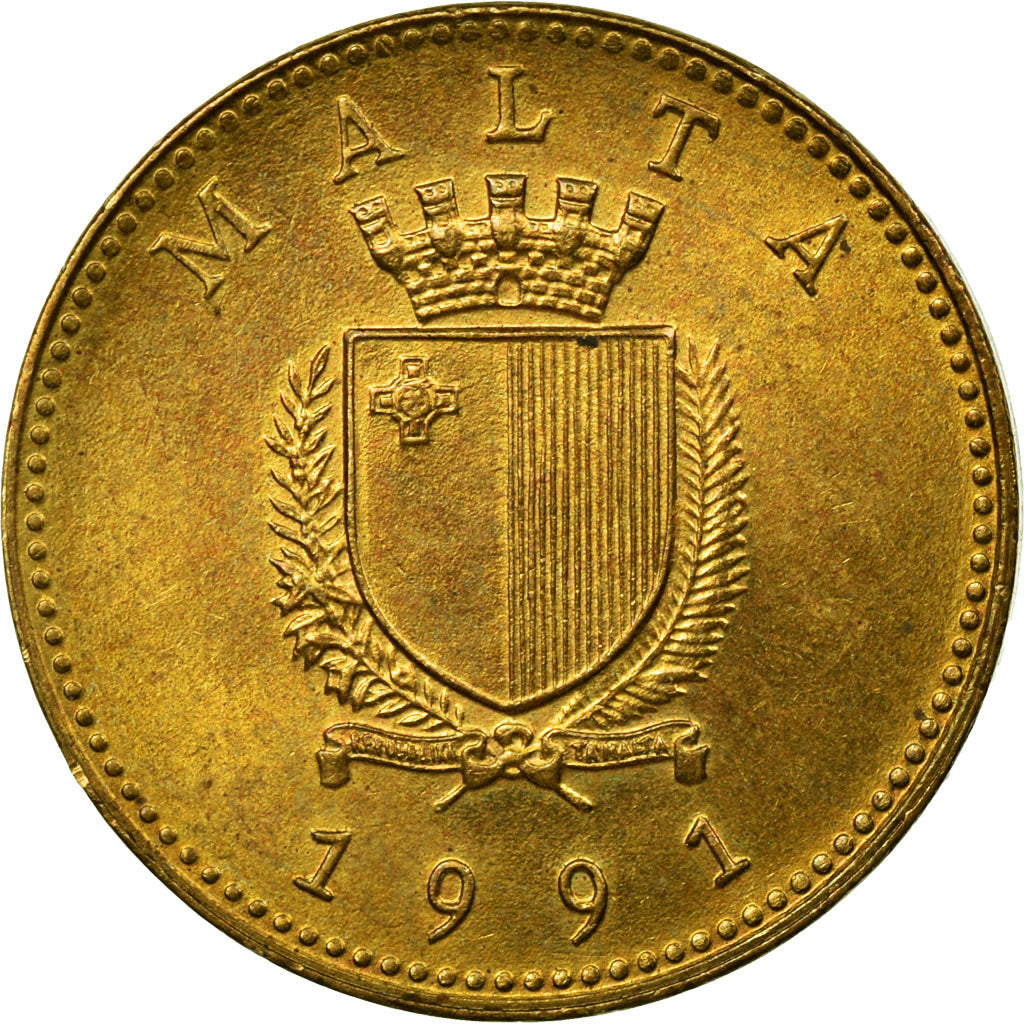 Coin, Malta, Cent, 1991, British Royal Mint, EF(40-45), Nickel-brass, KM:93