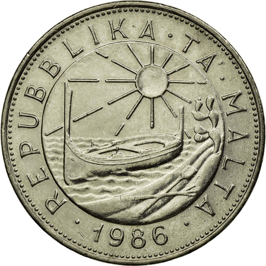 Coin, Malta, Lira, 1986, British Royal Mint, EF(40-45), Nickel, KM:82