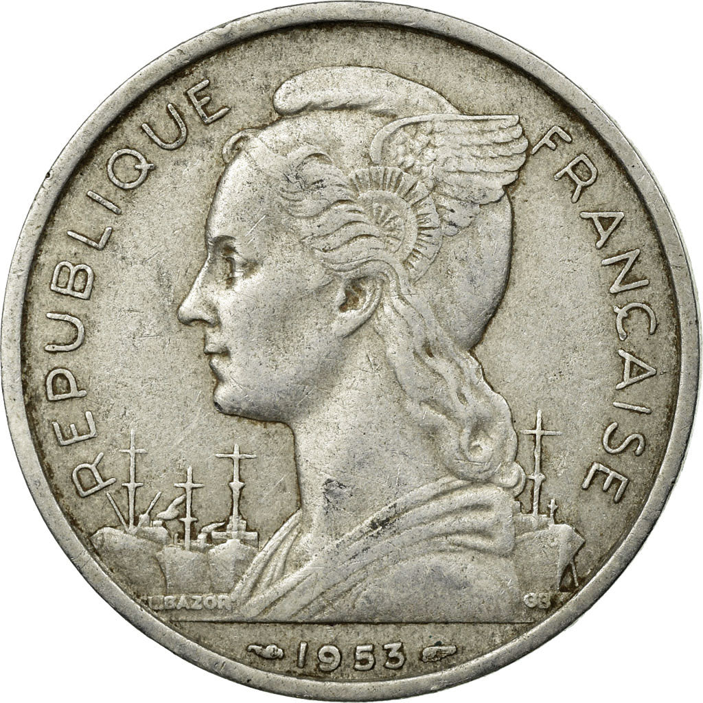Coin, Madagascar, 5 Francs, 1953, Paris, VF(30-35), Aluminum, KM:5
