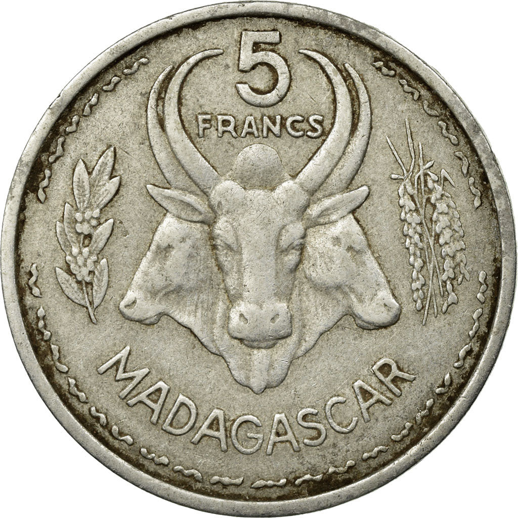 Coin, Madagascar, 5 Francs, 1953, Paris, VF(30-35), Aluminum, KM:5