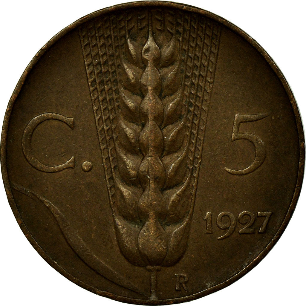Coin, Italy, Vittorio Emanuele III, 5 Centesimi, 1927, Rome, EF(40-45), Bronze