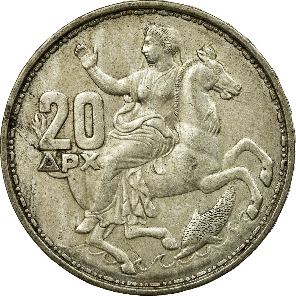 Coin, Greece, Paul I, 20 Drachmai, 1960, VF(30-35), Silver, KM:85