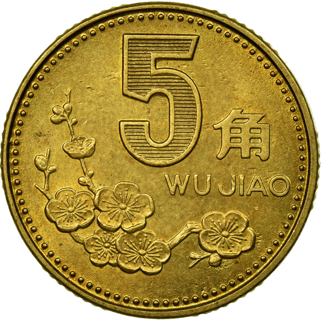 Coin, CHINA, PEOPLE'S REPUBLIC, 5 Jiao, 1991, EF(40-45), Brass, KM:336
