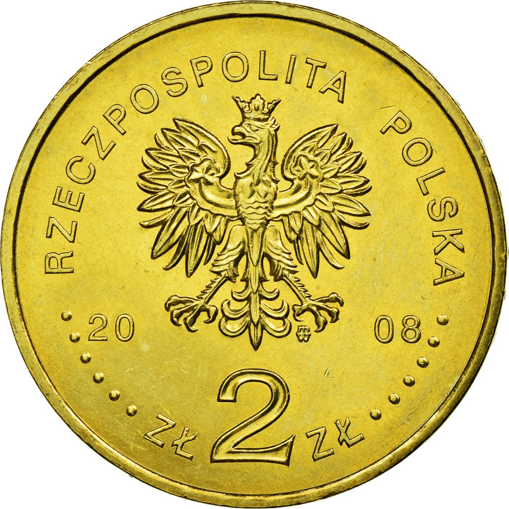 Moneda, Polonia, 2 Zlote, 2008, Paris, MBC, Latón, KM:656