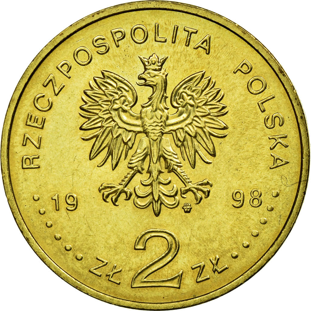 Coin, Poland, 2 Zlote, 1998, Warsaw, EF(40-45), Brass, KM:344