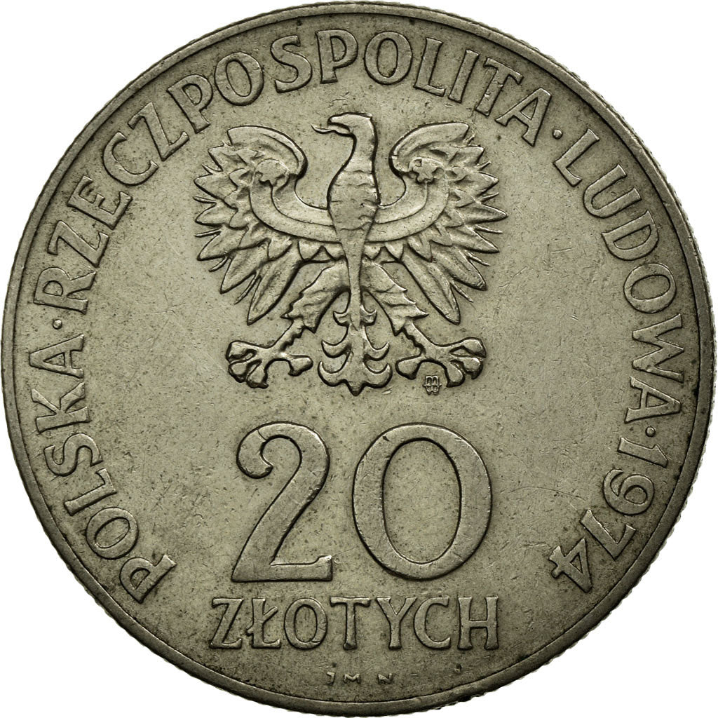 Moneta, Polonia, 20 Zlotych, 1974, Warsaw, BB, Rame-nichel, KM:70