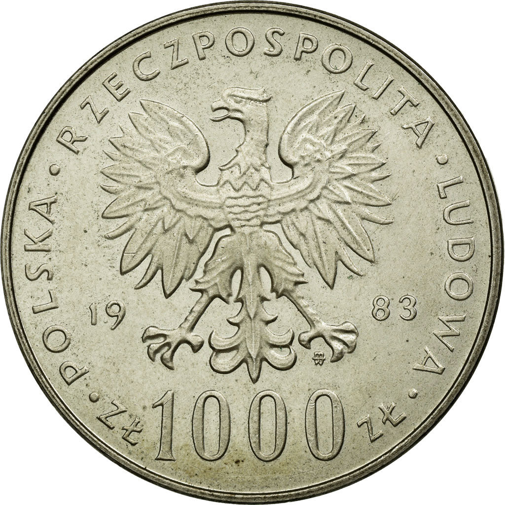 Coin, Poland, 1000 Zlotych, 1983, Warsaw, AU(55-58), Silver, KM:144