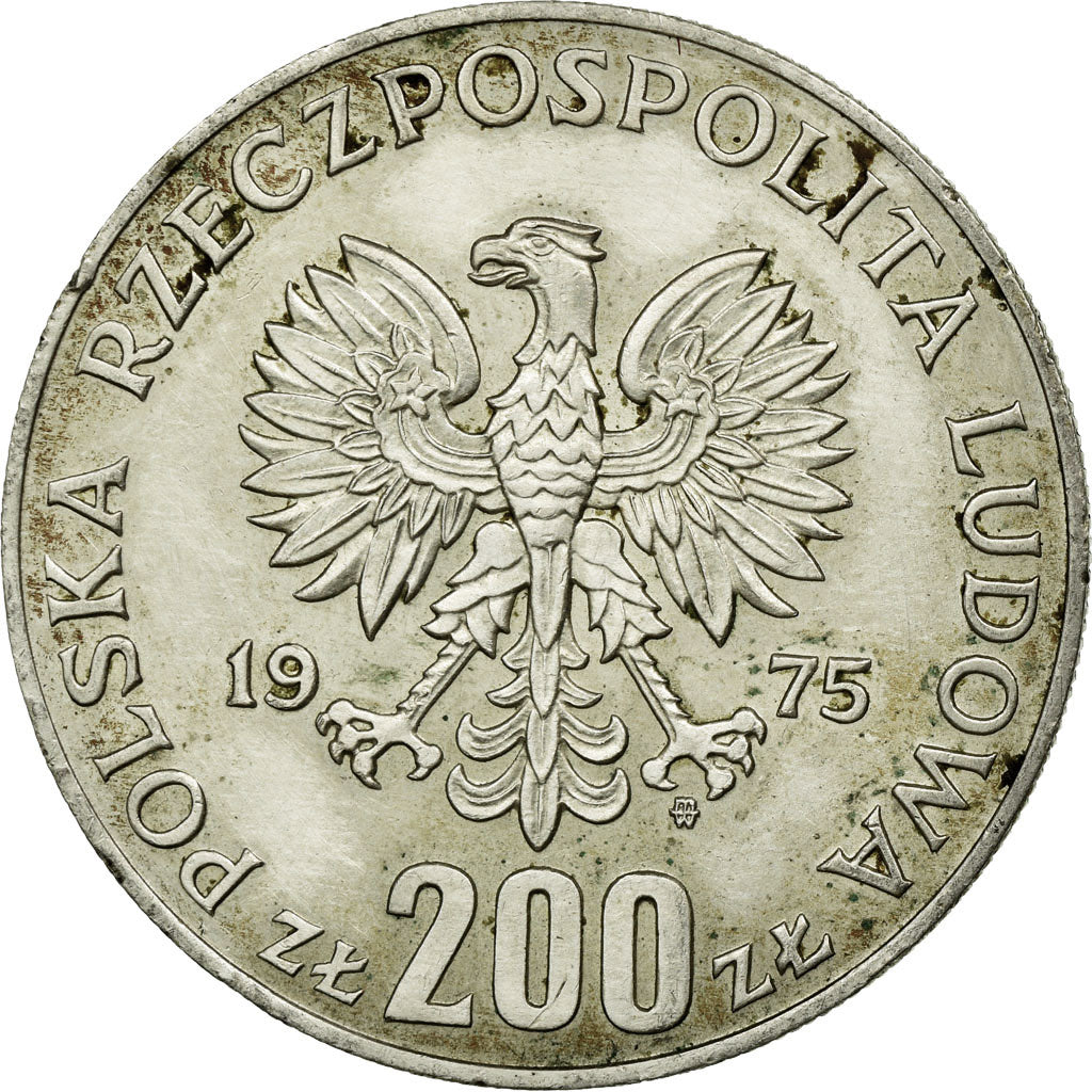 Coin, Poland, 200 Zlotych, 1975, Warsaw, EF(40-45), Silver, KM:79