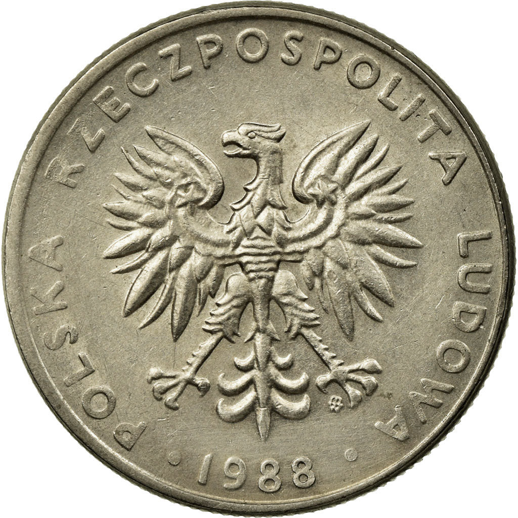 Coin, Poland, 20 Zlotych, 1989, Warsaw, AU(55-58), Copper-nickel, KM:153.1