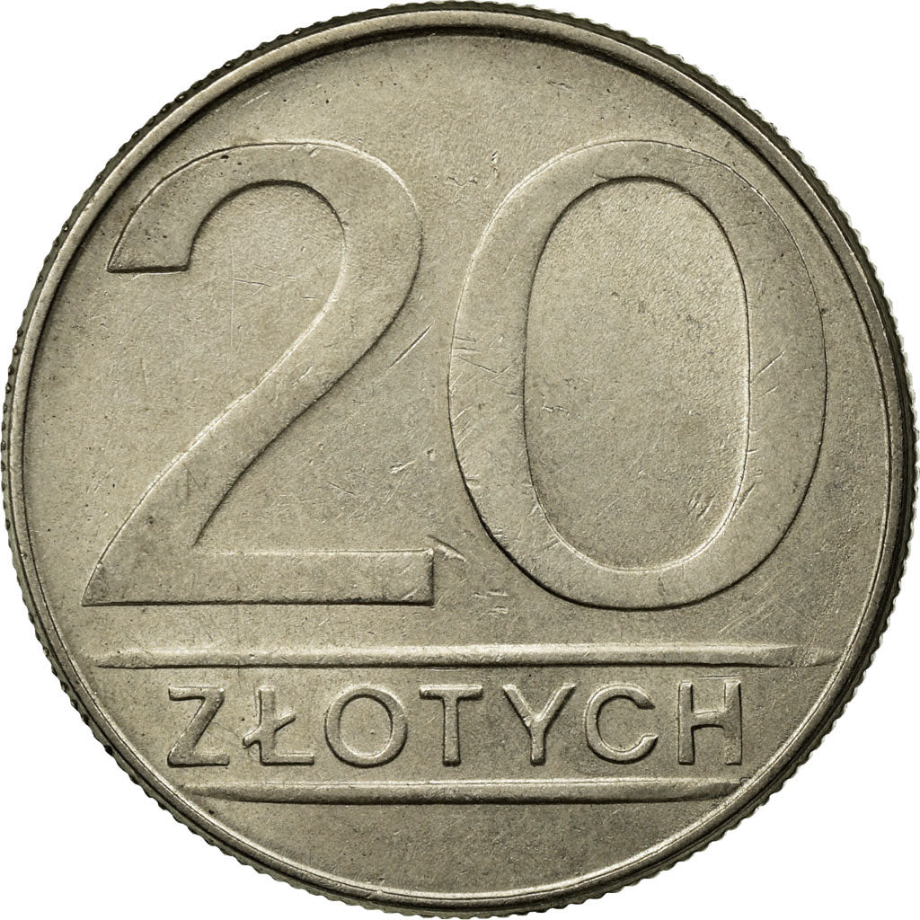 Coin, Poland, 20 Zlotych, 1989, Warsaw, AU(55-58), Copper-nickel, KM:153.1