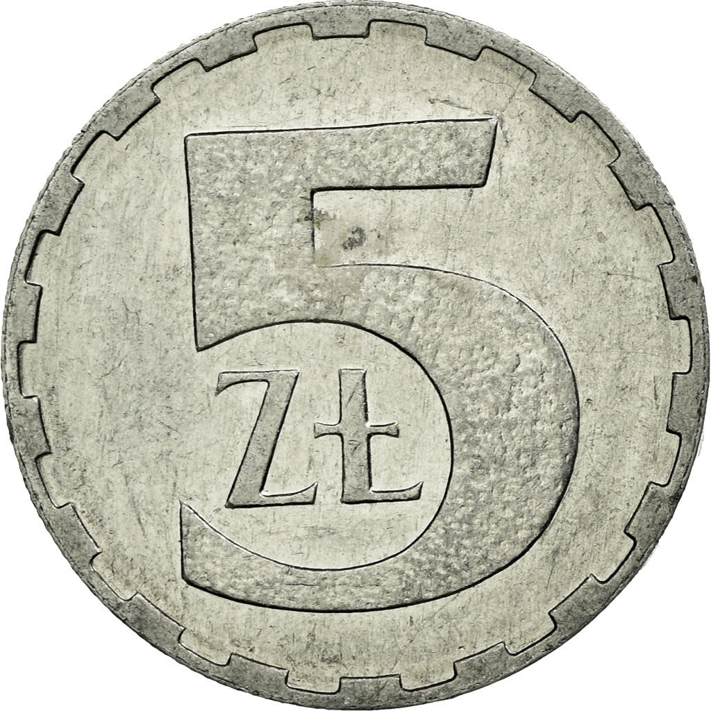 Coin, Poland, 5 Zlotych, 1990, Warsaw, VF(30-35), Aluminum, KM:81.3