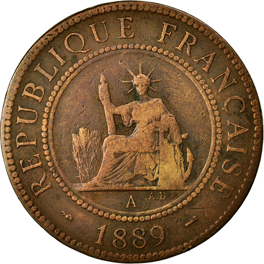 Coin, FRENCH INDO-CHINA, Cent, 1889, Paris, EF(40-45), Bronze, KM:1