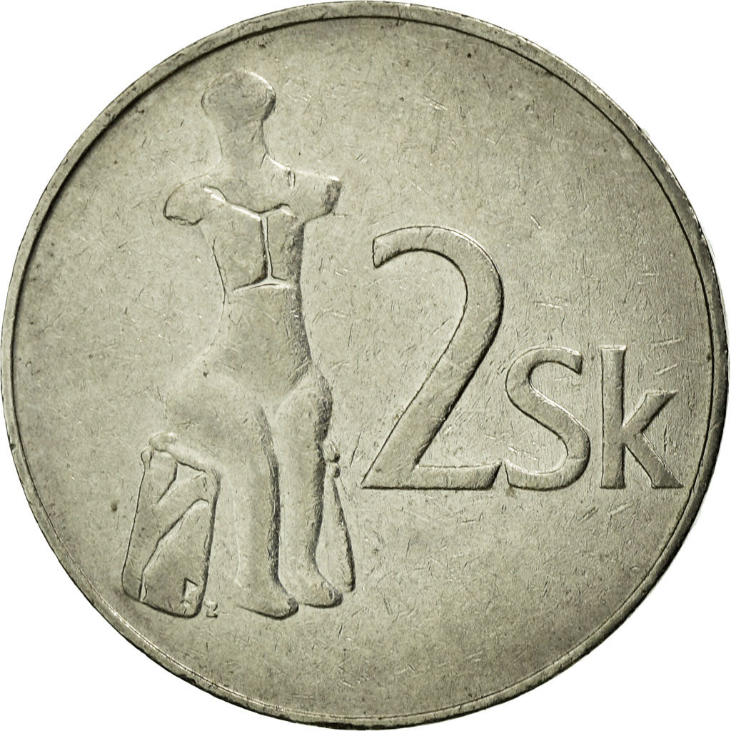 Münze, Slowakei, 2 Koruna, 1993, S+, Nickel plated steel, KM:13
