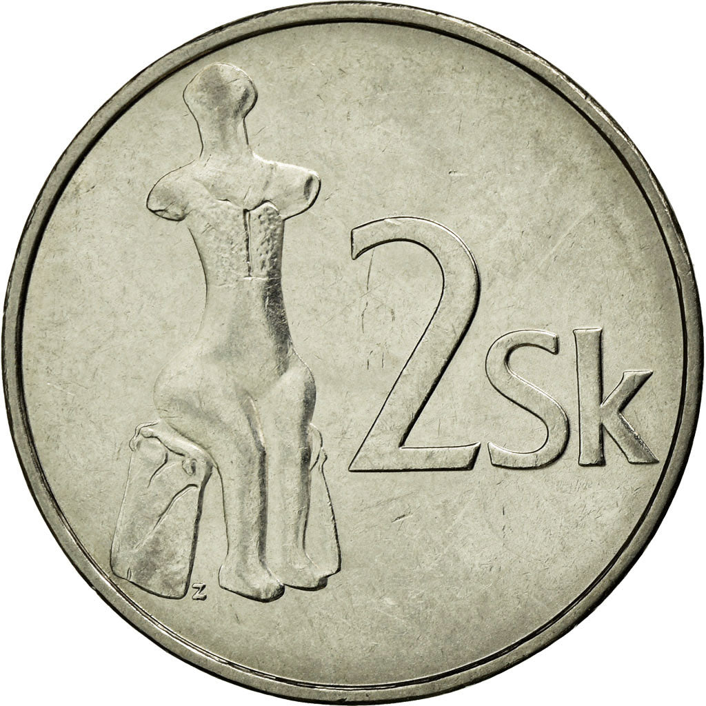 Munten, Slowakije, 2 Koruna, 2007, PR+, Nickel plated steel, KM:13