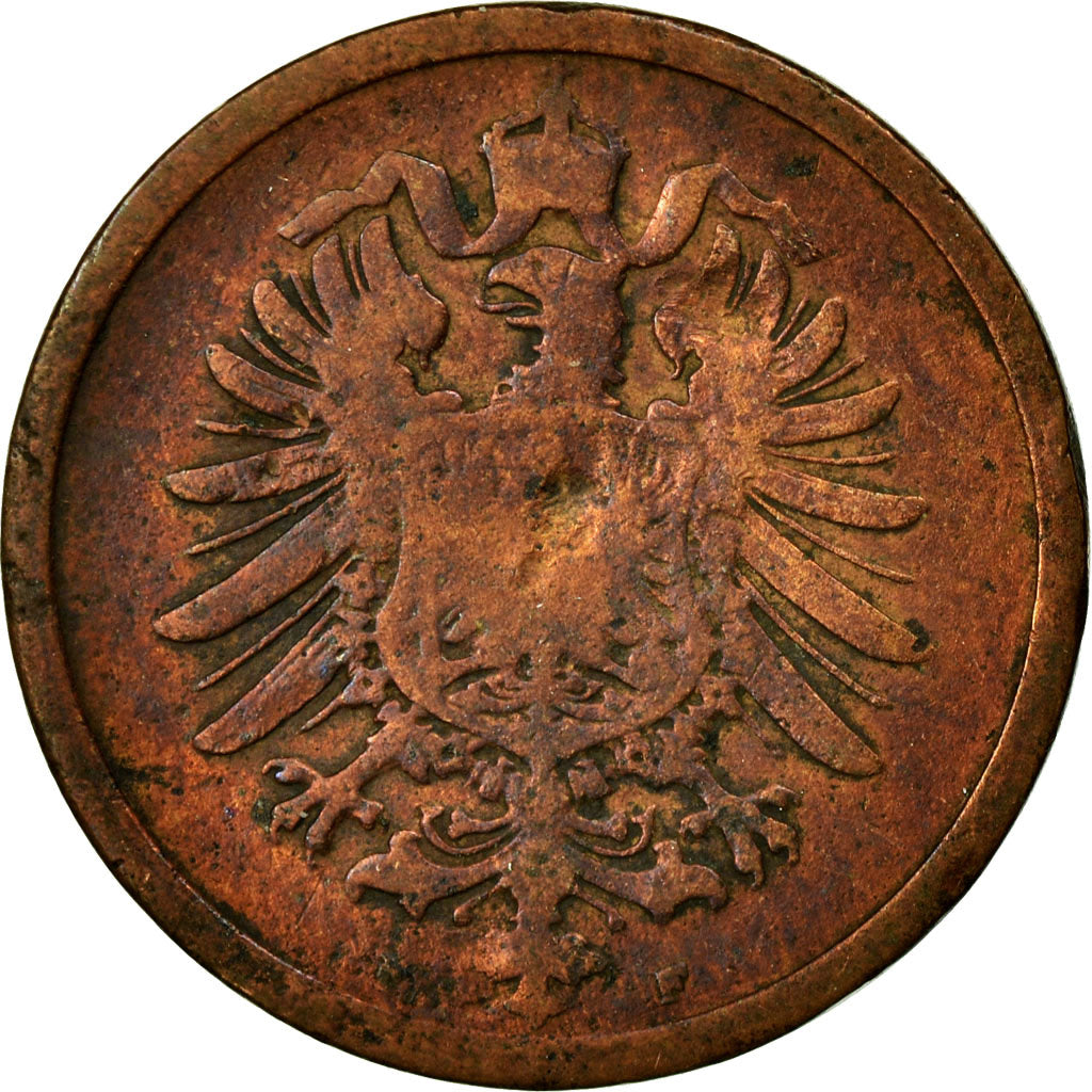 Münze, GERMANY - EMPIRE, Wilhelm I, 2 Pfennig, 1876, Stuttgart, SS, Kupfer